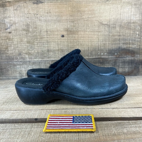 Clarks Bendables Leather/faux fur slip on - Picture 1 of 8